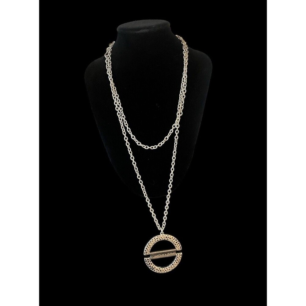 Urban Delight Crystal Circle Pendant Necklace Reversible Silver Premier Designs